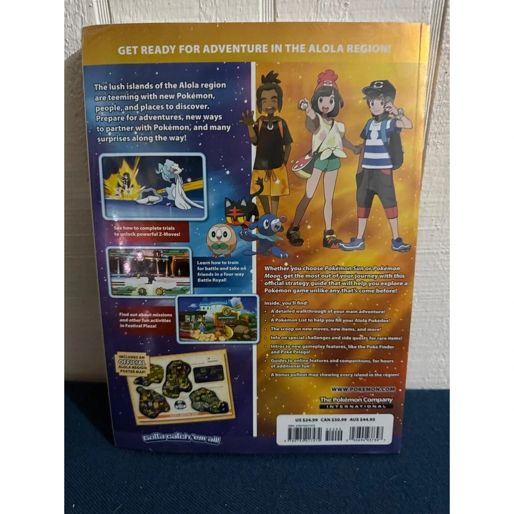 Pokemon Sun & Moon Official Alola Region Strategy Guide with Poster Map Sealed